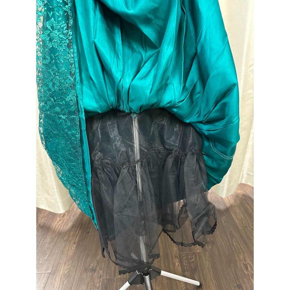 Vtg 80s Gunne Sax Jessica McClintock Teal Lace Prom‎ Dress Size 11/12 - Picture 6 of 6